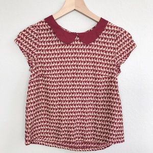 Red bunny Peter Pan collar top 🐰